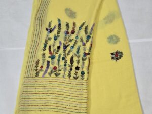 Bullion knot work saree - Yellow