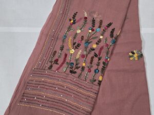 Bullion knot work saree - Mauve