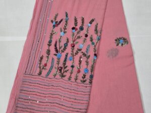 Bullion knot work saree - Light pink