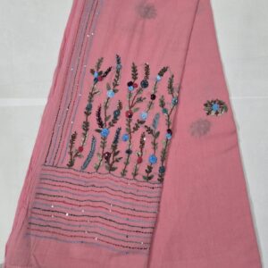 Bullion knot work saree - Light pink