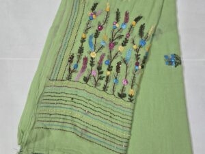 Bullion knot work saree - Mint Green
