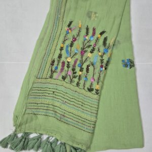 Bullion knot work saree - Mint Green