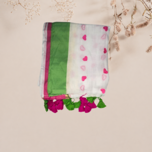 Mul Cotton Green&Pink symbols